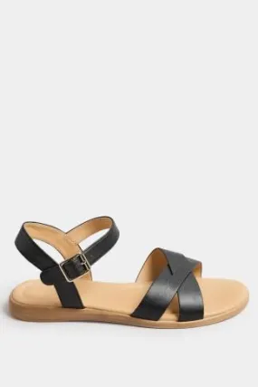 Sandales Plates Noires Pieds Extra Larges EEE