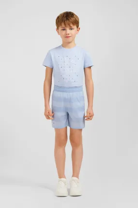 Short de bain enfant à rayures bleu clair