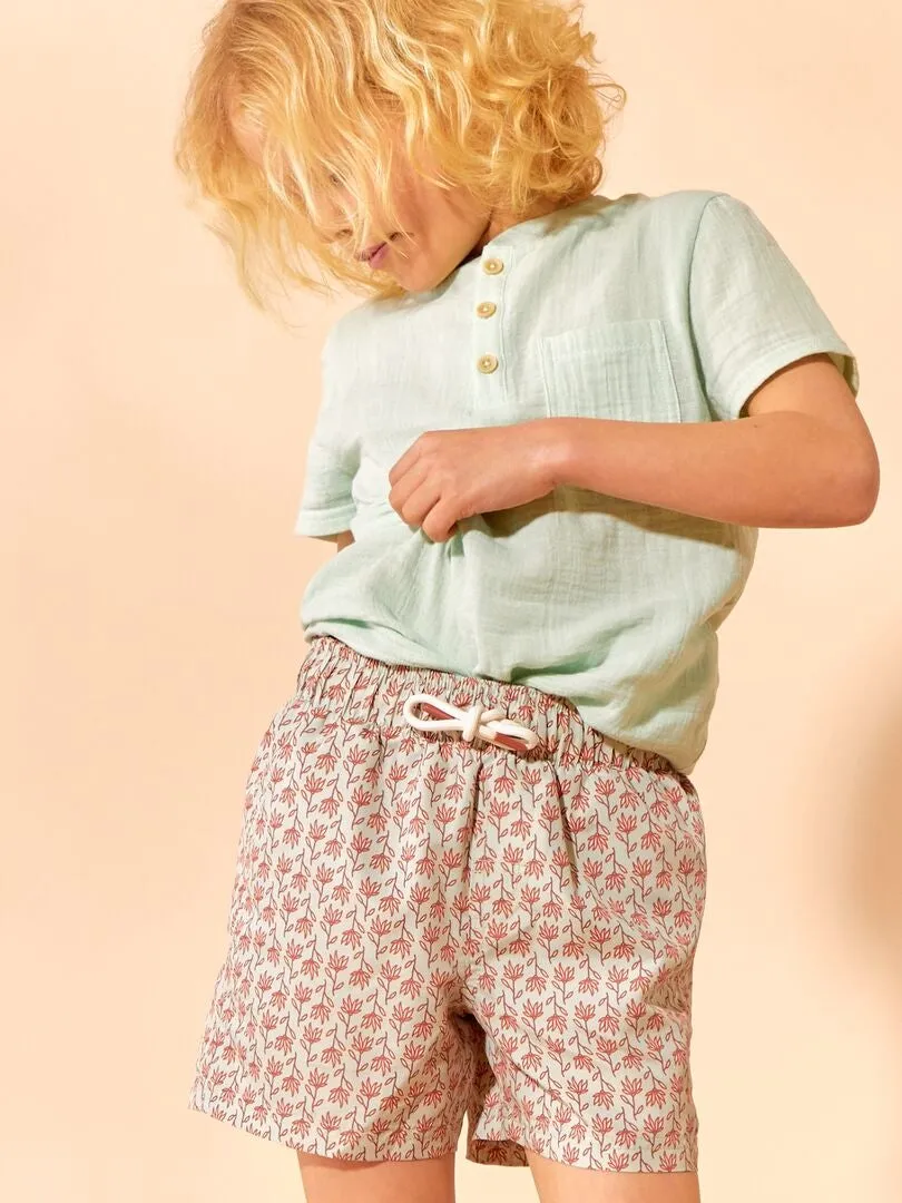 Short de bain imprimé - Vert/rouge