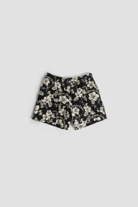 Short de bain noir imprimé hawaïen