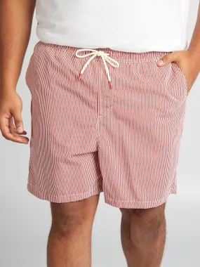 Short de bain rayé - Rouge