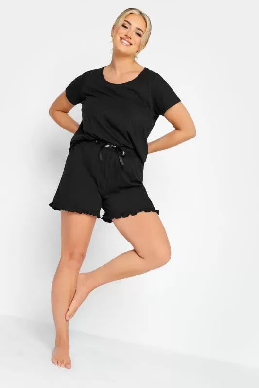 Short de Pyjama Noir en Coton