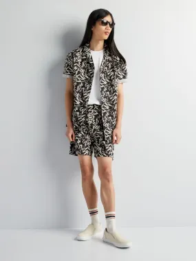 Short en coton imprimé - Noir