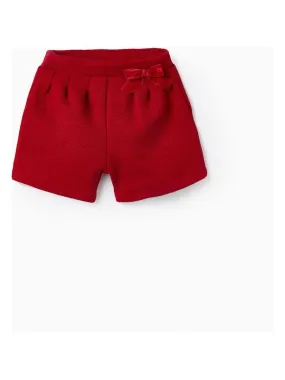Short en maille avec nœud pour fille   NOËL - Rouge