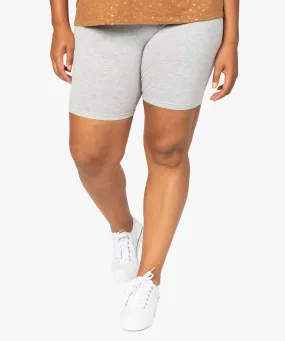 short femme grande taille en maille a taille elastiquee gris shorts