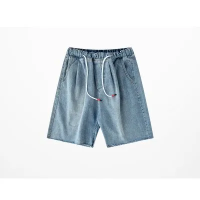 Shorts en jeans avec cordon taille élastique pour homme