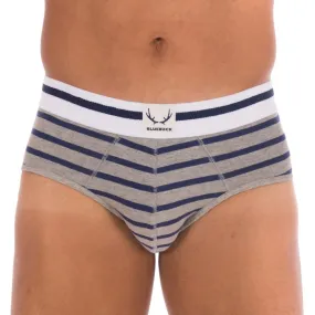 Slip gris, rayures bleu marine - BLUEBUCK : vente slips et bandeaux...