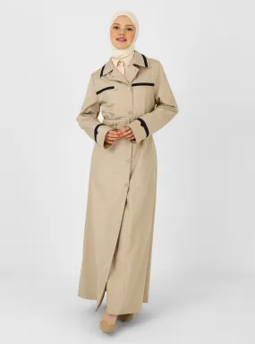 Stone Color - Unlined - Point Collar - Trench Coat