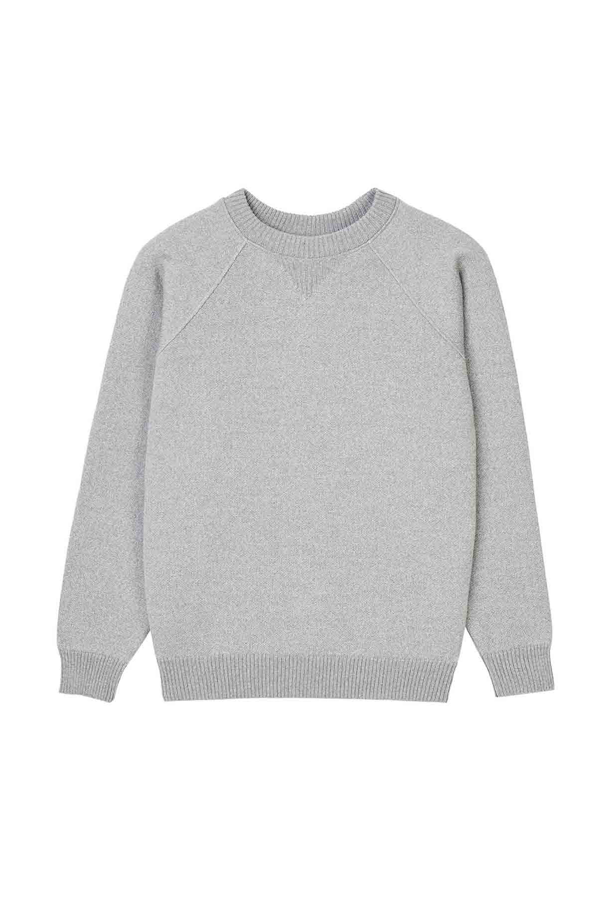 Sweat gris chiné en laine mérinos pour homme