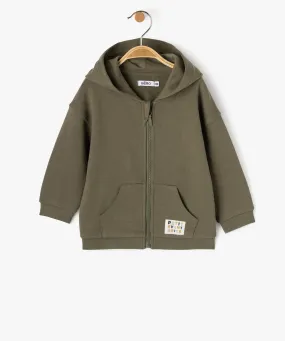 sweat zippe a capuche en molleton bouclette bebe garcon vert sweats