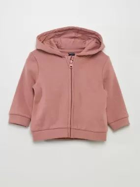 Sweat zippé à capuche - Rose