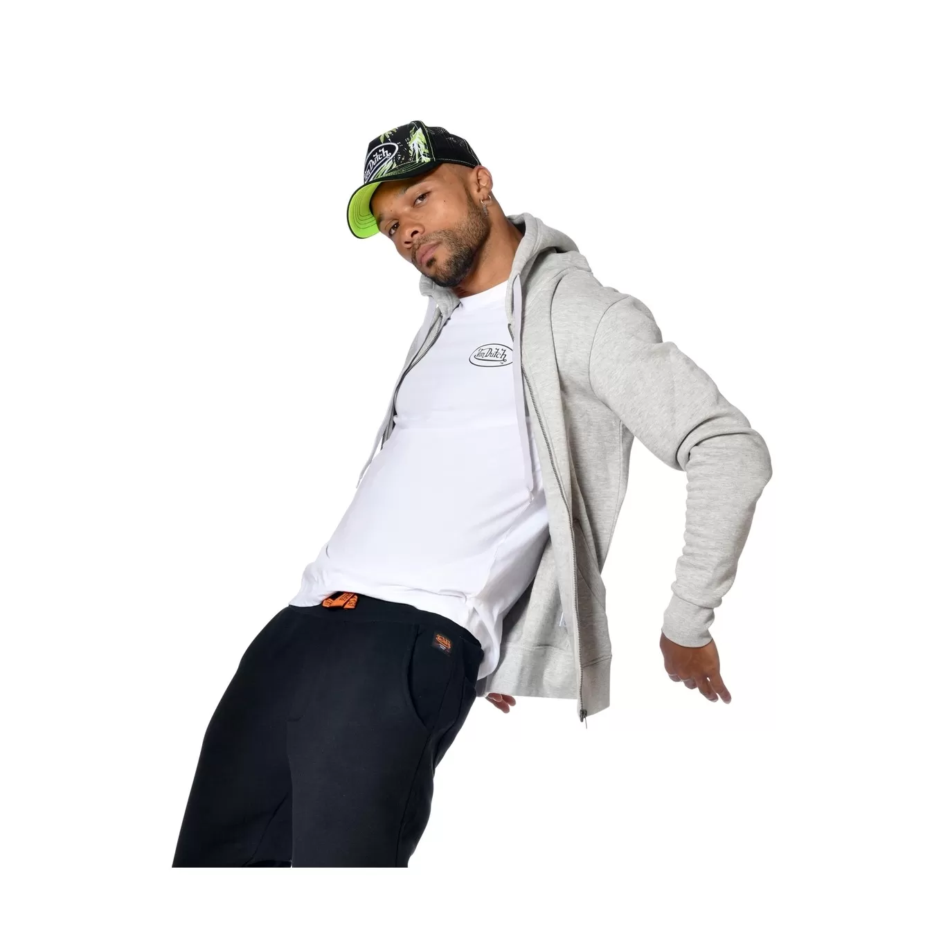 Sweat à Capuche Zippé Gris Molletoné SLIMAN | Homme - Vondutch