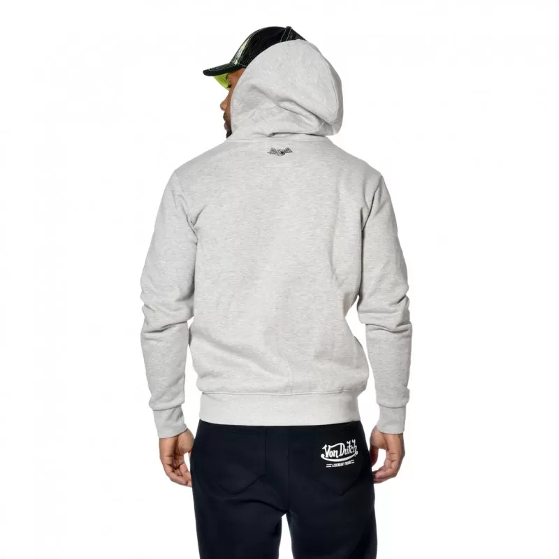 Sweat à Capuche Zippé Gris Molletoné SLIMAN | Homme - Vondutch