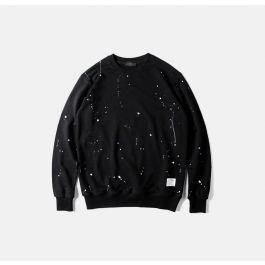 Sweatshirt crewneck avec éclaboussure peinture blanche pour homme