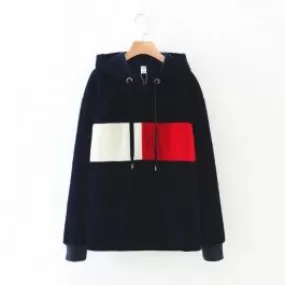 Sweatshirt à capuche retro avec bloc couleur rouge et blanc massifs