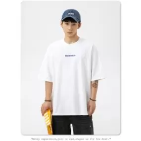 T-shirt ample à col rond avec lettre de base imprimée unisexe  