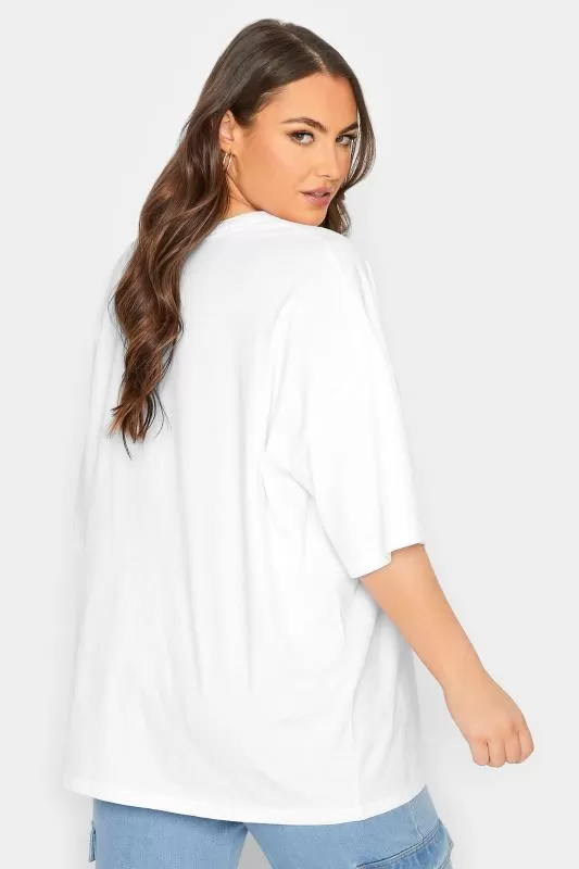 T-Shirt Blanc Oversize Manches Longues Amples
