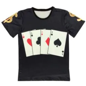 T-shirt Carré d'As poker pour homme avec cartes de jeux