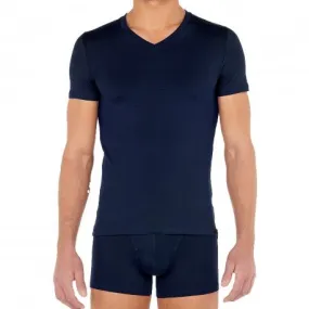 T-shirt col V Tencel Soft - navy - HOM : vente T-shirt manches cour...
