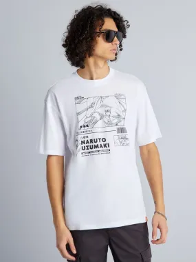 T-shirt confort en coton 'Naruto' - blanc