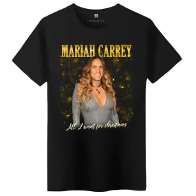 T-Shirt humoristique erroné unisexe Mariah Carey All I Want for Christmas Jim Carrey vintage old school idée cadeau drôle