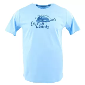 T-shirt imprimé bleu ciel col rond REDMOND