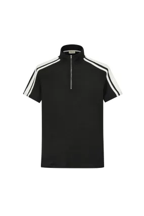 T-shirt maille à col montant zippée