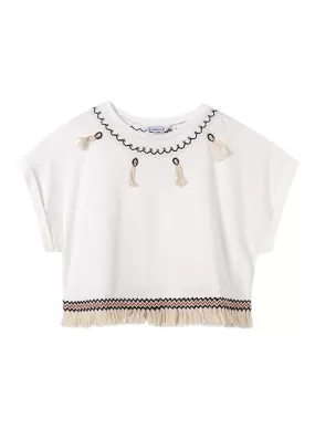 T-shirt Mayoral Franges Blanc Pour Fille