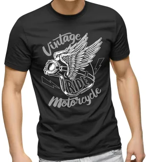T-Shirt Men's Noir (Size M) Vintage Motorcycle Moto | Outlet