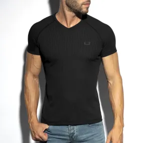T-shirt V-Neck recycled rib - noir - ES collection : vente T-shirt ...
