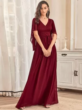 Taille personnalisée Robe de soirée élégante en mousseline à col en V profond