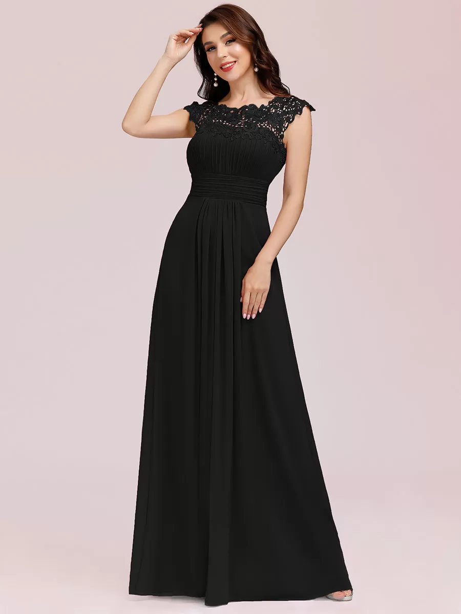 Taille personnalisée Robe demoiselle d'honneur mousseline Manches courtes flatteuses