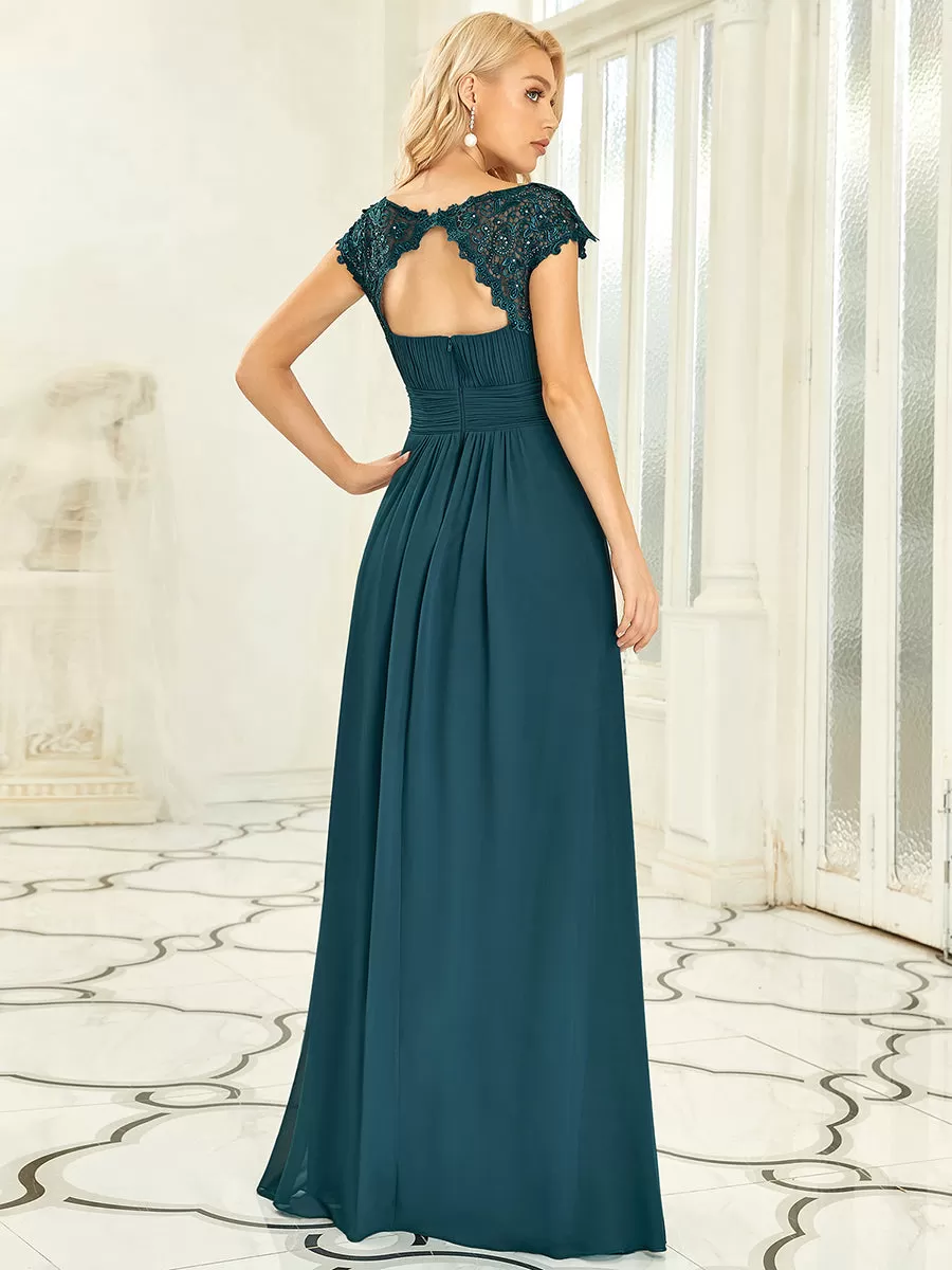 Taille personnalisée Robe demoiselle d'honneur mousseline Manches courtes flatteuses