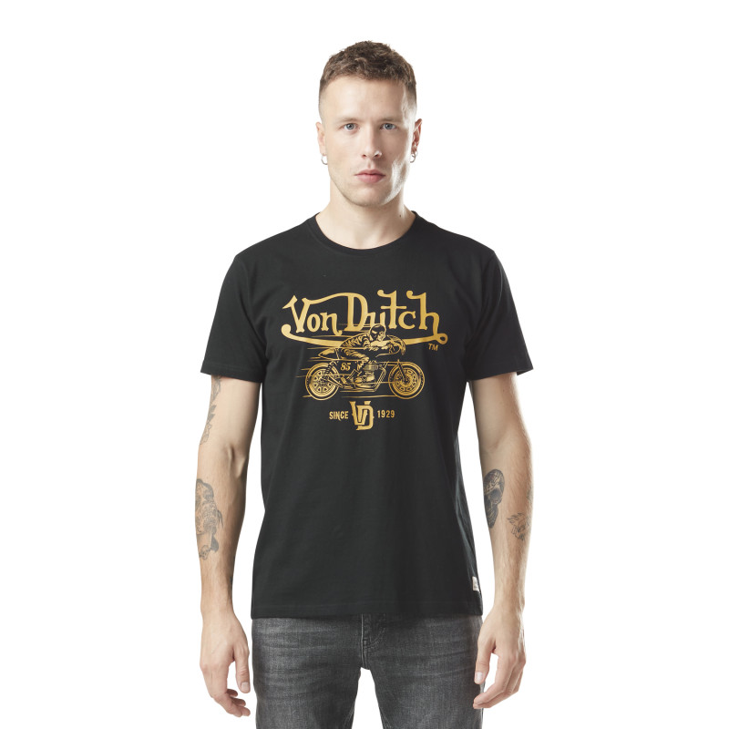 Tee Shirt Noir Regular Col rond Biker | Homme - Vondutch