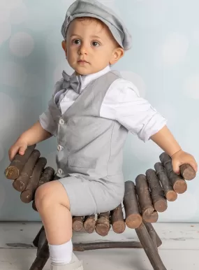 Tenue cérémonie pour bébé ou petit garçon bermuda gris