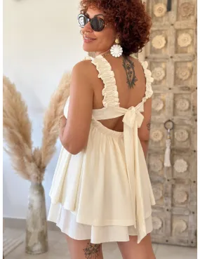 Top beige dos à nouer - Leticia