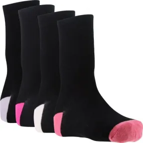 TWINDAY 4 paires de Chaussettes Fille Coton BICOLORES Noir Rose