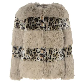 Twinset Veste en fausse fourrure animale beige