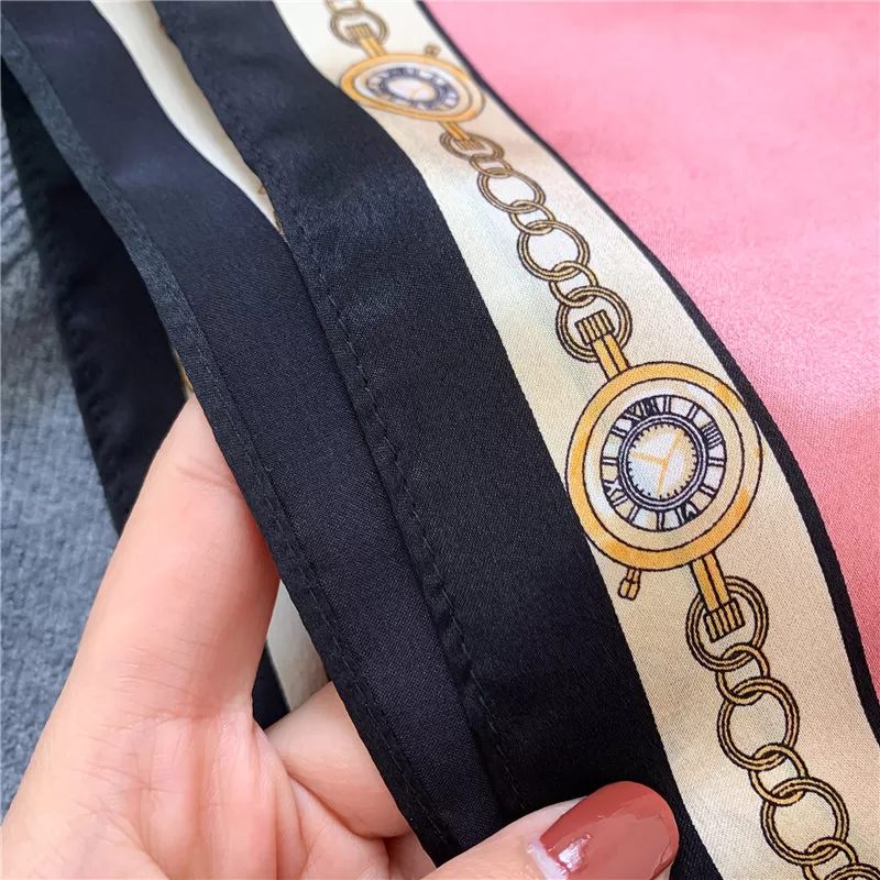 VALENTINE Foulard Carré Soie Femme Rose Uni