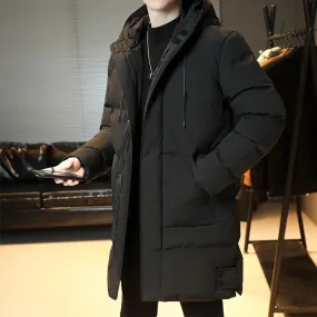 Veste bouffante homme longue avec capuche ajustable et poches zippées