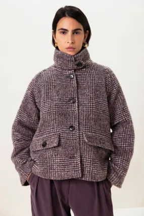 Veste courte à carreaux marron