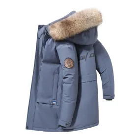 Veste d'hiver parka pour homme avec col en fourrure amovible et capuch