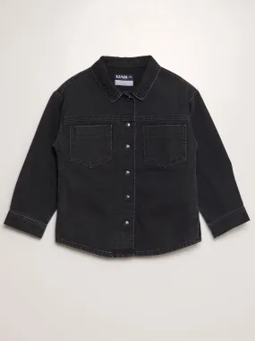 Veste en jean pressionnée - Gris