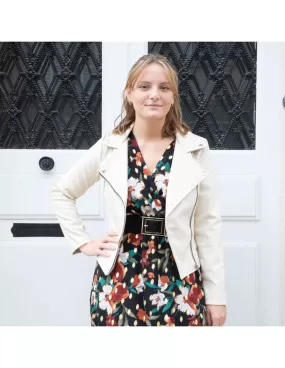 Veste perfecto femme en simili cuir coupe cintré zip argenté