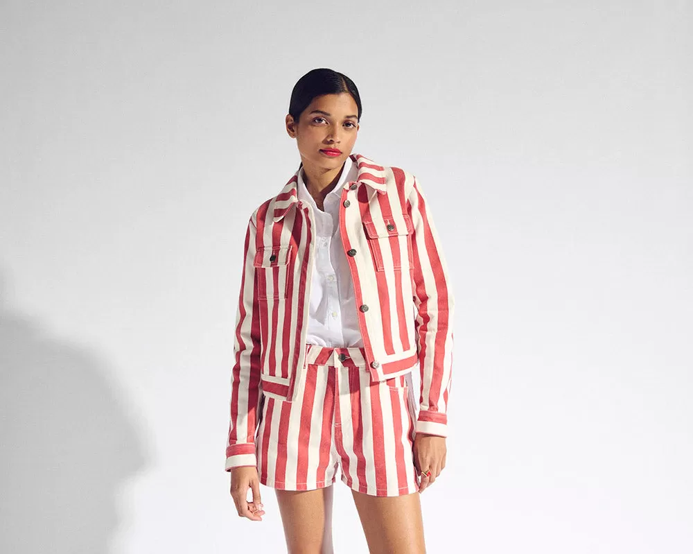 Veste Philou rayures rouge et blanc
