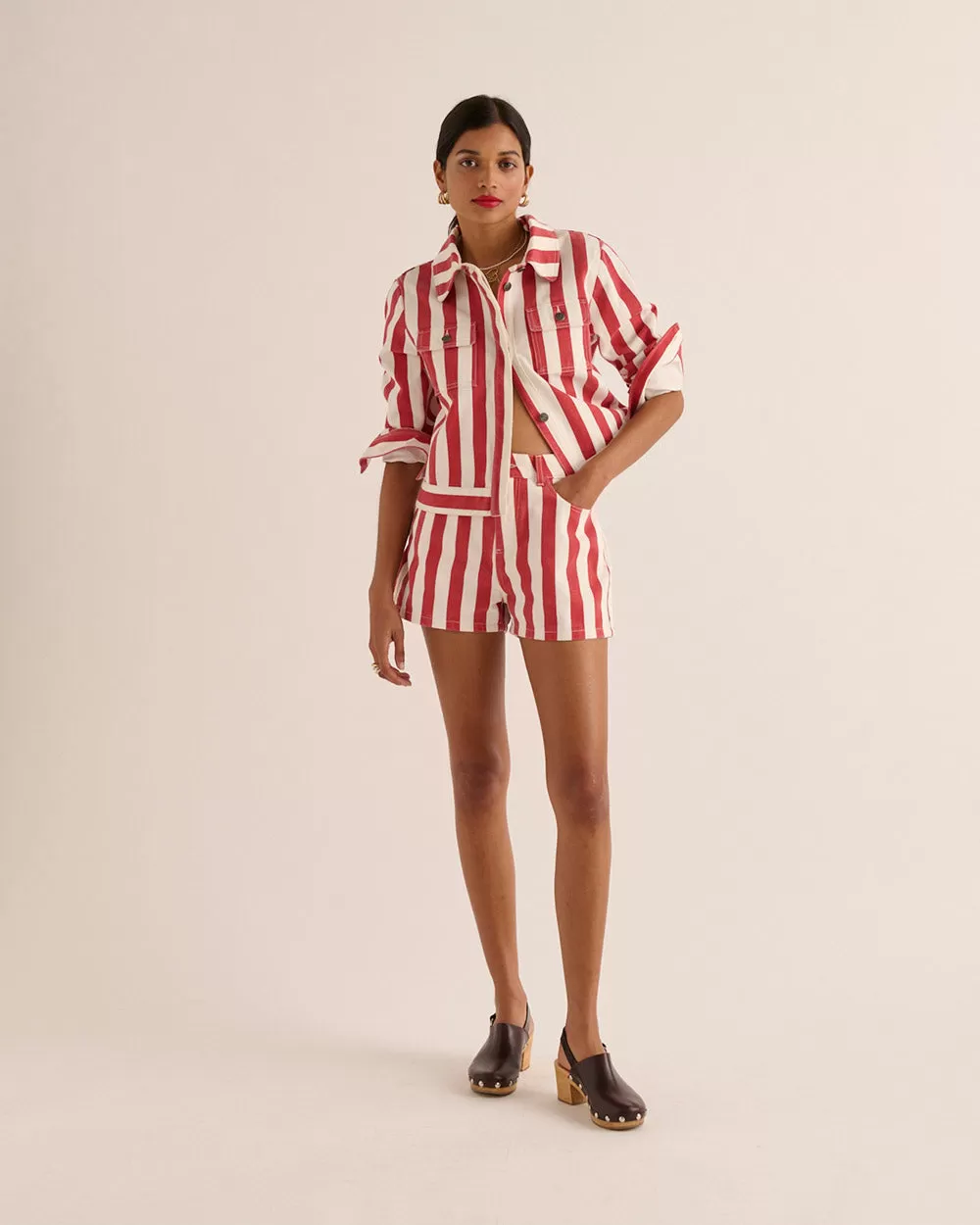 Veste Philou rayures rouge et blanc