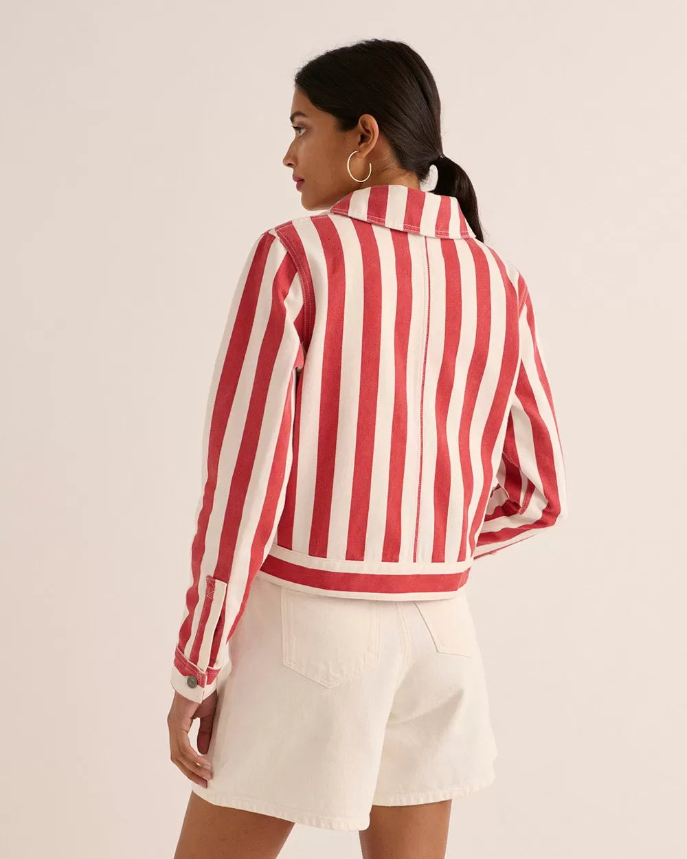 Veste Philou rayures rouge et blanc