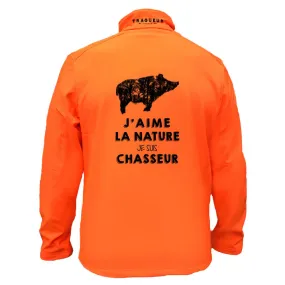 Veste softshell – J’aime la nature je suis chasseur Sanglier