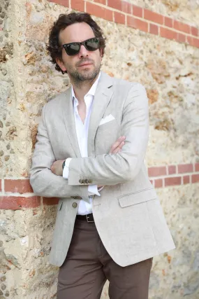Veste Steven en lin Angelico - Chevron Taupe
