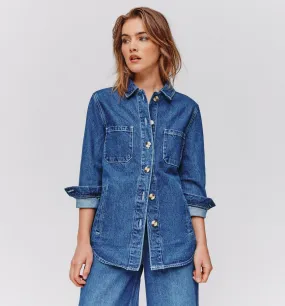 Veste surchemise en jean ALMA - Jean rinse
